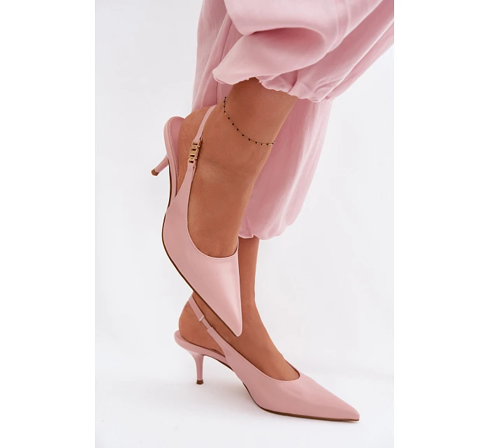 Dámské sandály z umělé kůže na podpatku Růžové Jelissey