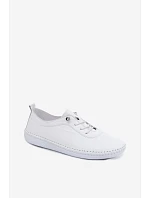 Kožené dámské polobotky model 22149776 Bílé - Artiker