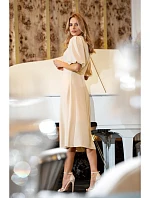 Dámské šaty s puff rukávy model 22260590 krémové - STYLOVE