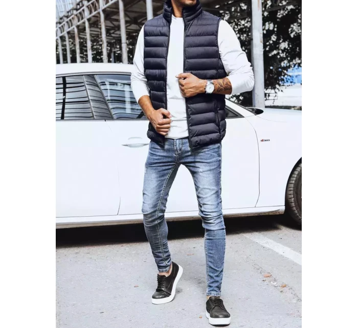 Pánská prošívaná tmavě modrá vesta Dstreet model 21965239 - FashionStreet