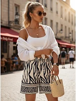 Dámske šortky s elastickým pásom, bielo-námornícka modrá, FashionStreet SY0540 Dámske šortky s elastickým pásom, bielo-námornícka modrá, FashionStreet SY0540
