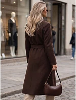 płaszcz damski z paskiem czekoladowy model 22540560 - FashionStreet