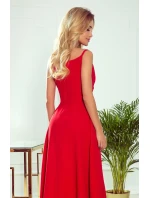 299-1 CHIARA elegantné dlhé maxi šaty bez ramienok - ČERVENÉ