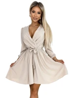 339-4 BINDY Dámske šaty s výstrihom a opaskom - BEACH 339-4 BINDY Dámske šaty s výstrihom a opaskom - BEACH