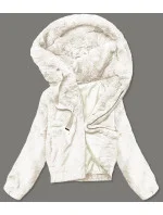 Krátka dámska kožušinová bunda v ecru farbe (R8050-26) Krátka dámska kožušinová bunda v ecru farbe (R8050-26)