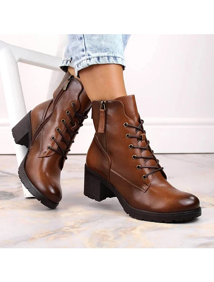 Boty na jehlovém podpatku a platformě model 22384548 camel - Potocki