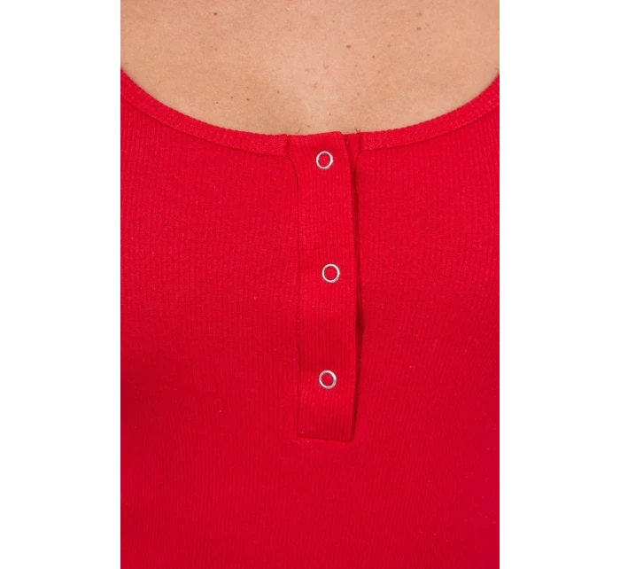 Šaty s gombíkovým výstrihom červené