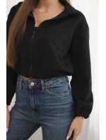 Semišová mikina na zip Černý Semišová mikina na zip Černý