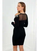 Viskózové šaty se síťovinou model 19049184 černý - K-Fashion Viskózové šaty se síťovinou model 19049184 černý - K-Fashion