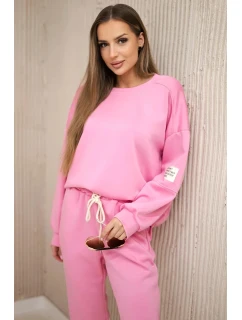 Súprava tepláky + nohavice maslová látka svetloružová