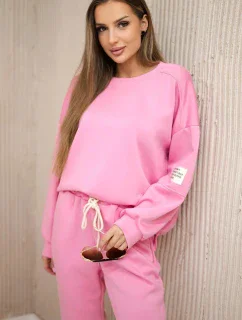 Súprava tepláky + nohavice maslová látka svetloružová