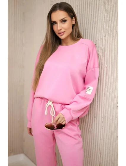 Súprava tepláky + nohavice maslová látka svetloružová