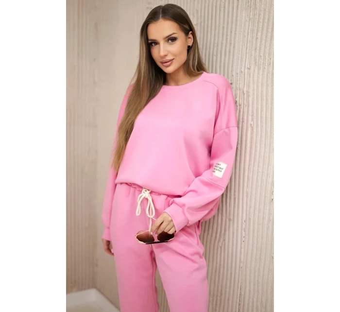 Súprava tepláky + nohavice maslová látka svetloružová