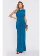 maxi šaty s pasem a panelem  modré model 22040701 - Moe
