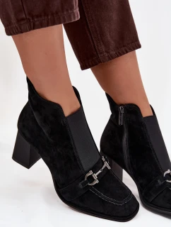 Dámske semišové čižmy na podpätku Artiker - čierne