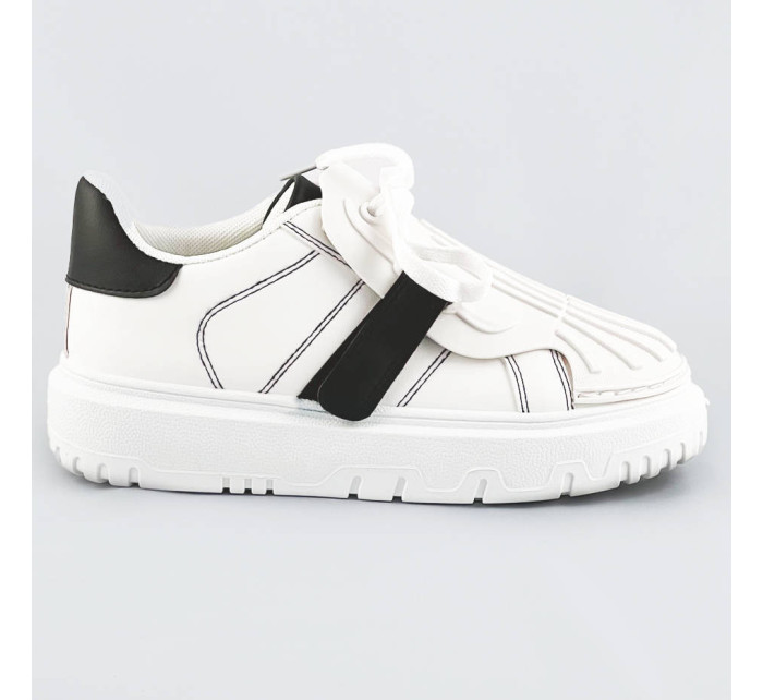 Bílo-černé dámské sportovní boty se zakrytým šněrováním (RA2049)