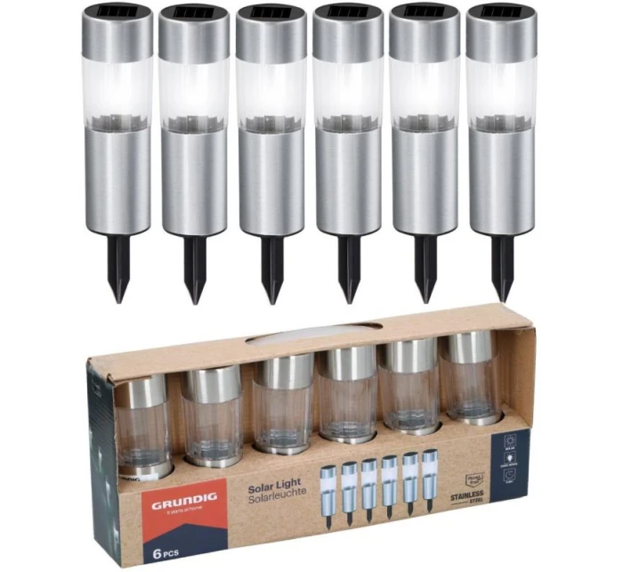 SOLÁRNA LAMPA 4,5X15CM INOX 6KS GRUNDIG SOLÁRNA LAMPA 4,5X15CM INOX 6KS GRUNDIG