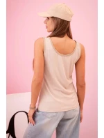 Dámská halenka na ramínka s ozdobným lemem béžový