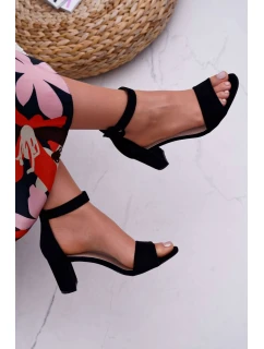 Dámské Sandály Na Podpatku Semišové Černé model 21525189 - EVENTO