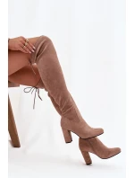 Kozaki Damskie Na Słupku Beżowe Xamarin