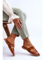 Dámske sandále s ozdobnými výrezmi Brown Emily