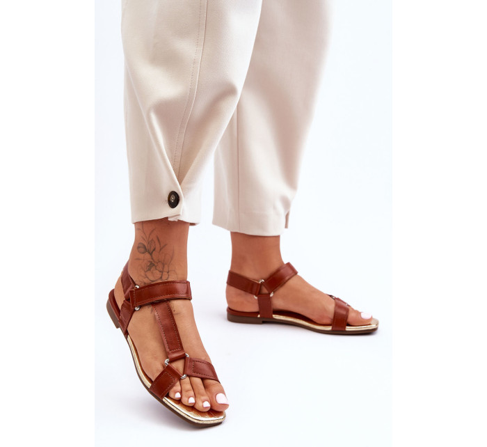 Ploché dámske sandále Lissa so zipsom Camel
