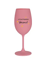VYCHUTNÁVÁM SI VÁNOCE - růžová sklenice na víno 350 ml