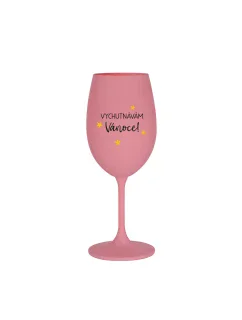 VYCHUTNÁVÁM SI VÁNOCE - růžová sklenice na víno 350 ml