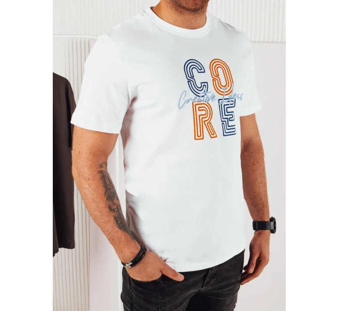 Pánske biele tričko s potlačou FashionStreet RX5383