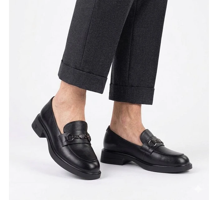 Dámské kožené polobotky black model 22060121 - VINCEZA