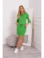 Světle zelené viskózové šaty s vázáním v pase Světle zelené viskózové šaty s vázáním v pase