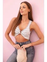 Dámsky bavlnený top so zlatým akcentom sivý