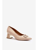 Eleganckie Czółenka Z Ozdobą Laura Messi 2740 Beżowe