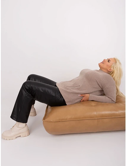Sweter PM SW model 18909305 ciemny bezowy - FPrice Sweter PM SW model 18909305 ciemny bezowy - FPrice