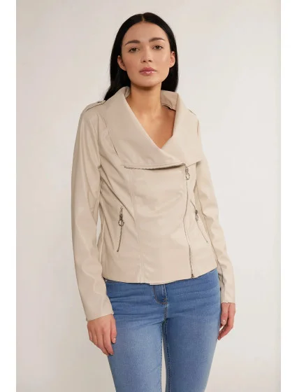 Dámská bunda kůže béžová model 18549803 - Monnari Dámská bunda kůže béžová model 18549803 - Monnari