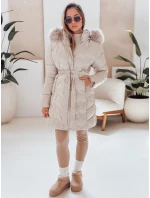 Dámská zimní bunda prošívaná s kapucí světle béžová Dstreet model 21990473 - FashionStreet