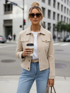 FashionStreet dámska semišová béžová bunda TY5574