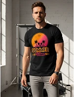 Tshirt męski z nadrukiem Summer Vibes czarny model 22170627 - FashionStreet Tshirt męski z nadrukiem Summer Vibes czarny model 22170627 - FashionStreet