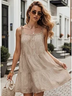 Letné dámske bavlnené vzdušné šaty v béžovej farbe FashionStreet EY2675 Letné dámske bavlnené vzdušné šaty v béžovej farbe FashionStreet EY2675