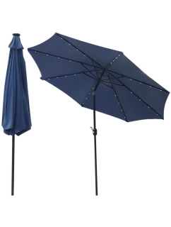 ZÁHRADNÝ SLNEČNÍK S LED OSVETLENÍM 300CM NÁMORNÍCKA MODRÁ