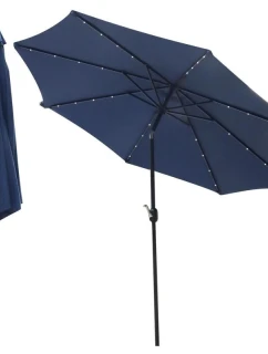 ZÁHRADNÝ SLNEČNÍK S LED OSVETLENÍM 300CM NÁMORNÍCKA MODRÁ