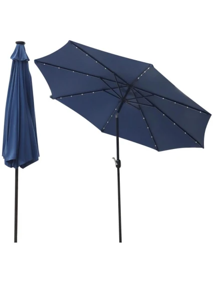 ZÁHRADNÝ SLNEČNÍK S LED OSVETLENÍM 300CM NÁMORNÍCKA MODRÁ
