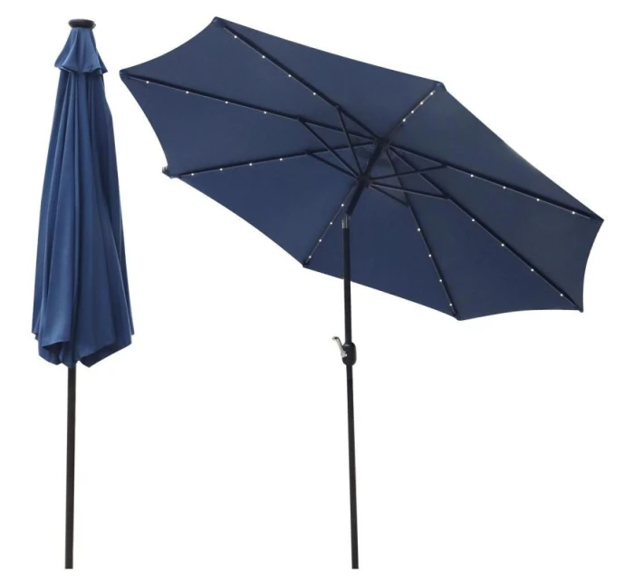 ZÁHRADNÝ SLNEČNÍK S LED OSVETLENÍM 300CM NÁMORNÍCKA MODRÁ