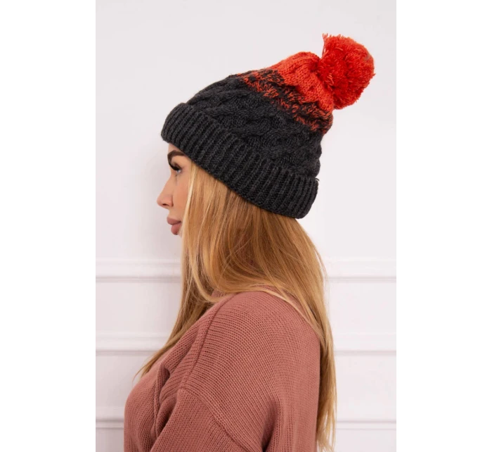 Fleecová čiapka Ilona K218 graphite+red Fleecová čiapka Ilona K218 graphite+red