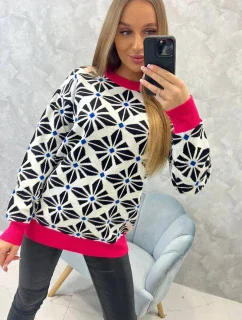 Svetr s geometrickým motivem bílý