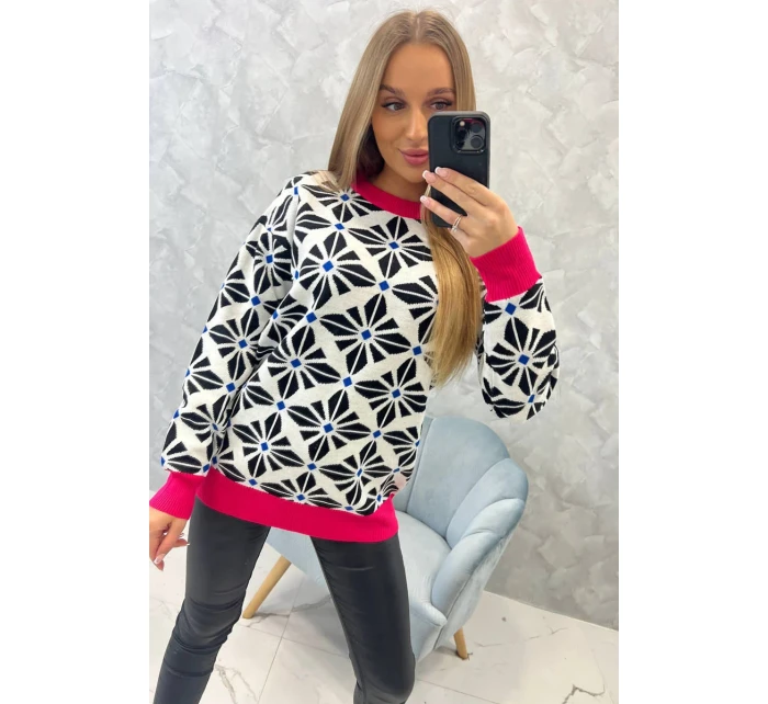 Sveter s geometrickým motívom biely