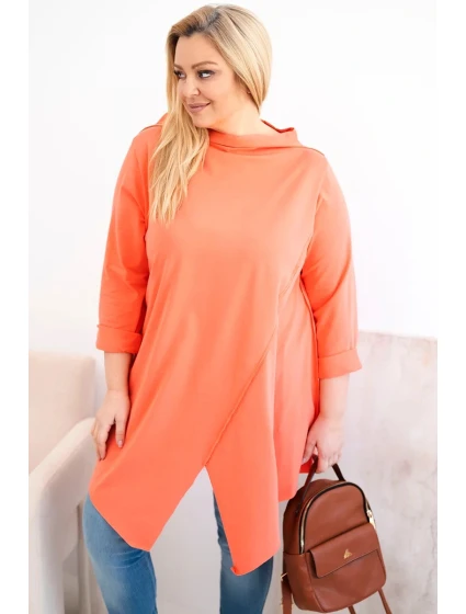 Dámske bavlnené Plus veľkosť blúzka s rukávmi marhuľová