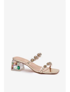 Dámské pantofle s krystaly D&A MR1037-02 Zlaté