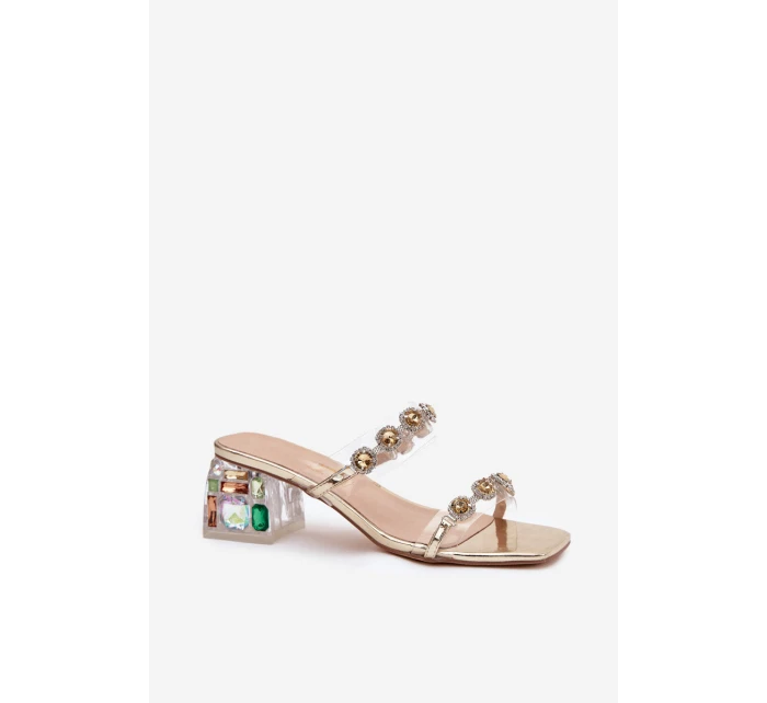 Dámské pantofle s krystaly D&A MR1037-02 Zlaté