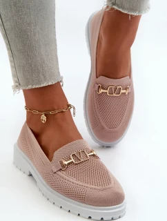 Dámske mokasíny na plochom podpätku so zlatými detailmi, ružová Limentia